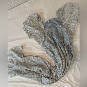 Blue chiffon maxi floral dress